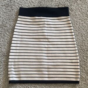 2B Bebe Black and Cream Striped Pencil Skirt